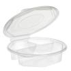 25 Menüboxen mit Klappdeckeln, PP 3-geteilt 5,9 cm x 21,5 cm x 21,5 cm transparent 8-eckig