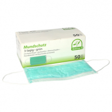 50 Medi-Inn® Mundschutz Type II 3-lagig 9 cm x 17,5 cm grün mit Nasenbügel