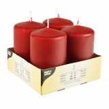 4 Stumpenkerzen Ø 50 mm · 80 mm bordeaux