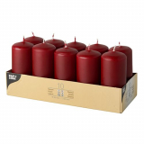 10 Stumpenkerzen Ø 40 mm · 90 mm bordeaux