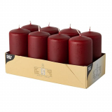 8 Stumpenkerzen Ø 50 mm · 100 mm bordeaux