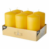 6 Stumpenkerzen Ø 60 mm · 115 mm goldgelb
