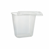 100 Verpackungsbecher, PP eckig 500 ml 10,1 cm x 8,1 cm x 10,8 cm transparent