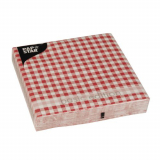 30 Servietten, 3-lagig 1/4-Falz 33 cm x 33 cm rot Vichy Karo