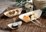 50 Fingerfood - Schalen, Holz pure 21,5 cm x 10 cm Schiffchen