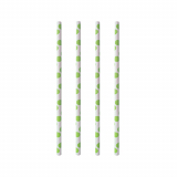 100 Trinkhalme, Papier Ø 6 mm · 20 cm green Dots