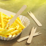 50 Pommes-Frites-Gabeln, Holz pure 8,5 cm