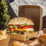25 Burgerboxen, Pappe 8,5 cm x 15,5 cm x 15,5 cm braun 100% Fair extra groß