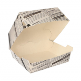 50 Burgerboxen, Pappe 7,8 cm x 11 cm x 11,5 cm Newsprint groß