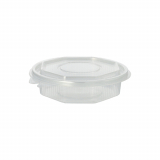 50 Verpackungsbecher mit Klappdeckeln, PP 8-eckig 250 ml 2,8 cm x 11 cm x 11 cm transparent