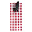 520 Bestecktaschen 20 cm x 8,5 cm rot Vichy Karo inkl. weißer Serviette 33 x 33 cm 2-lag.