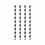 100 Trinkhalme, Papier Ø 6 mm · 24 cm schwarz/weiss Stripes