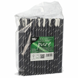 100 Trinkhalme mit Löffel, Papier Ø 8 mm · 20 cm schwarz/weiss Stripes
