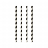 25 Trinkhalme, Papier Ø 6 mm · 20 cm schwarz/weiss Stripes