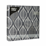 30 Servietten, 3-lagig 1/4-Falz 33 cm x 33 cm dunkelgrau Leafy