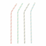 100 Trinkhalme, Papier Ø 6 mm · 22 cm farbig sortiert Stripes flexibel