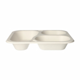 100 Siegelschalen, Zuckerrohr "safe:pack pure" 3-geteilt 4,2 cm x 21,2 cm x 25 cm weiss