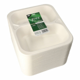 100 Siegelschalen, Zuckerrohr "safe:pack pure" 2-geteilt 4,2 cm x 24,5 cm x 26,5 cm weiss