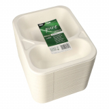 100 Siegelschalen, Zuckerrohr "safe:pack pure" 2-geteilt 4,2 cm x 18,5 cm x 23,5 cm weiss