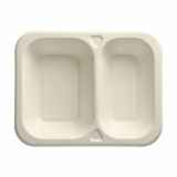 100 Siegelschalen, Zuckerrohr "safe:pack pure" 2-geteilt 4,2 cm x 18,5 cm x 23,5 cm weiss