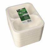 100 Siegelschalen, Zuckerrohr "safe:pack pure" 2-geteilt 4,2 cm x 18,5 cm x 23,5 cm weiss