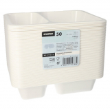 50 Mikrowellenschalen, PP 2-geteilt 1205 ml 4,9 cm x 22,7 cm x 17,8 cm weiss