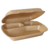 50 Menüboxen mit Klappdeckel, XPP 3-geteilt 7 cm x 20,5 cm x 24 cm beige