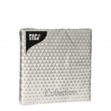 20 Servietten, 3-lagig 1/4-Falz 25 cm x 25 cm grau Optik