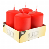 4 Stumpenkerzen Ø 50 mm · 80 mm rot