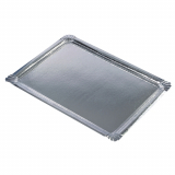 10 Servierplatten, Pappe, PET-beschichtet eckig 34 cm x 45,5 cm silber