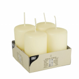 4 Stumpenkerzen Ø 50 mm · 80 mm elfenbein Ivory mit Flachkopf
