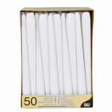 50 Leuchterkerzen Ø 2,2 cm · 25 cm weiss
