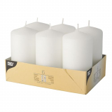 6 Stumpenkerzen Ø 60 mm · 115 mm weiss