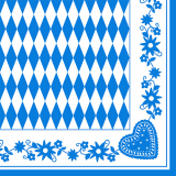 50 Servietten, 3-lagig 1/4-Falz 40 cm x 40 cm Bayrisch Blau