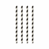 100 Trinkhalme, Papier Ø 6 mm · 20 cm schwarz/weiss Stripes