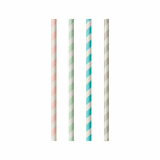 100 Trinkhalme, Papier Ø 6 mm · 20 cm farbig sortiert Stripes