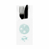 520 Bestecktaschen 20 cm x 8,5 cm weiss Guten Appetit inkl. weißer Serviette 33 x 33 cm 2-lag.