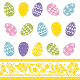 100 Servietten, 3-lagig 1/4-Falz 33 cm x 33 cm Coloured Eggs
