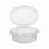50 Verpackungsbecher mit Klappdeckeln, PP 8-eckig 375 ml 4,2 cm x 11 cm x 11 cm transparent