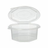 50 Verpackungsbecher mit Klappdeckeln, PP 8-eckig 750 ml 6,1 cm x 13 cm x 13 cm transparent