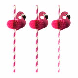 50 Trinkhalme, Papier Ø 6 mm · 20 cm pink Flamingo