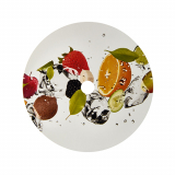 100 Abdeckungen für Becher, Pappe rund Ø 10 cm Fruits mit Lochung