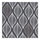 30 Servietten, 3-lagig 1/4-Falz 33 cm x 33 cm dunkelgrau Leafy