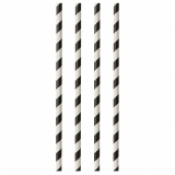 100 Trinkhalme, Papier Ø 6 mm · 29 cm schwarz/weiss Stripes