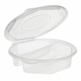 25 Menüboxen mit Klappdeckeln, PP 2-geteilt 5,9 cm x 21,5 cm x 21,5 cm transparent 8-eckig