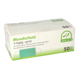 50 Medi-Inn® Mundschutz Type II 3-lagig 9 cm x 17,5 cm grün mit Nasenbügel